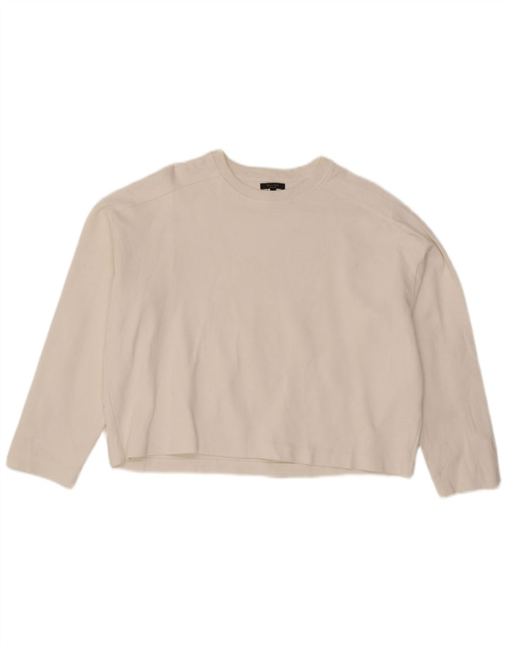 Top pentru femei Massimo Dutti cu mânecă lungă UK 14, bumbac alb mediu