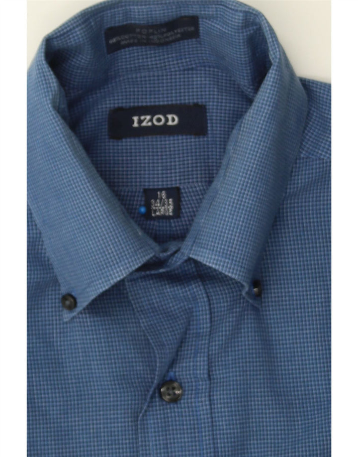IZOD Mens Shirt Size 16 Large  Blue Gingham Cotton Vintage Izod and Second-Hand Izod from Messina Hembry 