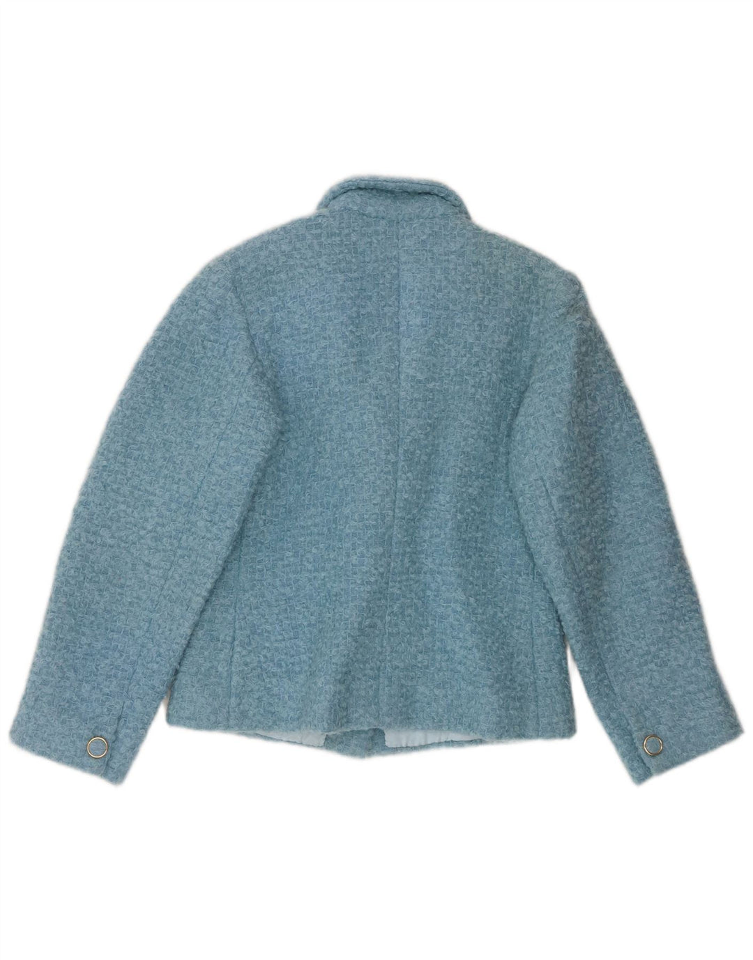 Jachetă vintage pentru femei crop cu 3 nasturi, UK 12, albastru mediu