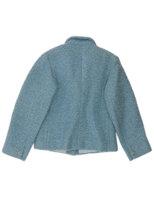 Vintage Womens Crop 3 Button Blazer Jacket UK 12 Medium Blue
