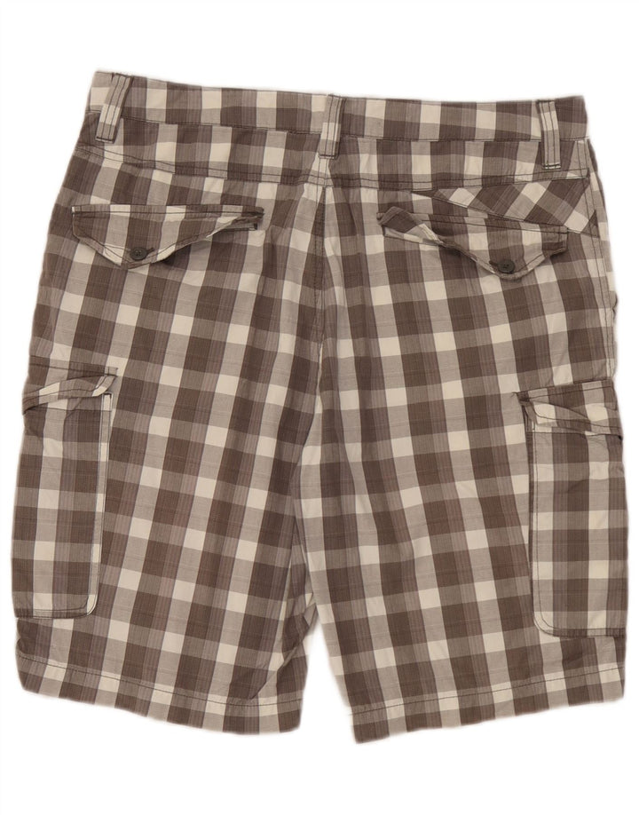 Pantaloni scurți cargo Quiksilver pentru bărbați W32, bumbac cu carouri maro mediu
