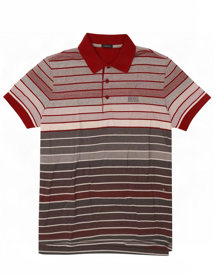 Tricou polo Hugo Boss pentru bărbați, bumbac cu dungi roșii mici