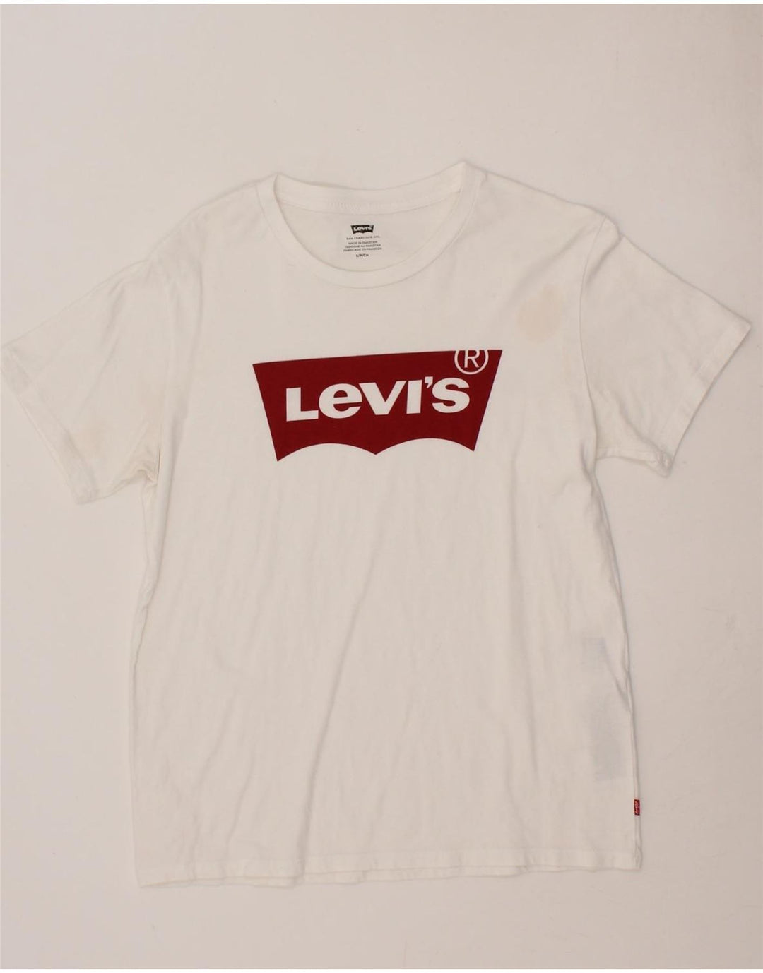 LEVI'S Mens Graphic T-Shirt Top Small White Cotton Vintage Levi's and Second-Hand Levi's from Messina Hembry 