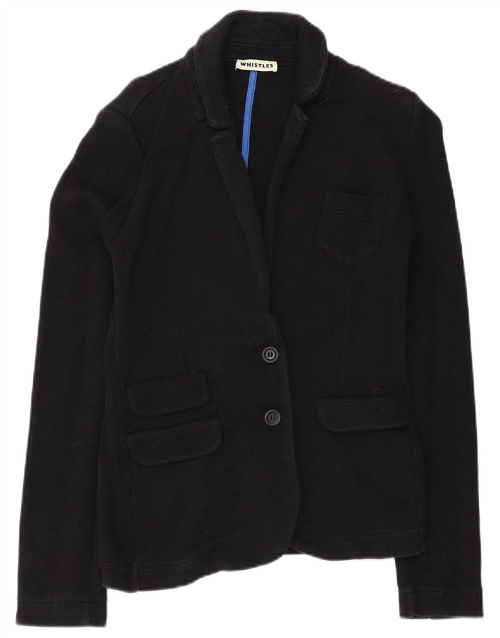 Blazer pentru femei Whistles cu 2 nasturi, UK 10, bumbac negru mic