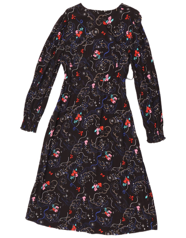 Rochie maxi cu mânecă lungă pentru femei Marks & Spencer UK 12 Medium Black Floral