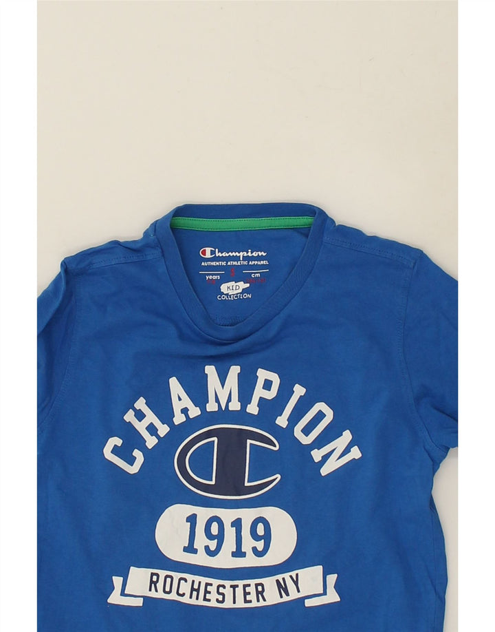 CHAMPION Boys Graphic Top Long Sleeve 7-8 Years Small Blue | Vintage Champion | Thrift | Second-Hand Champion | Used Clothing | Messina Hembry 