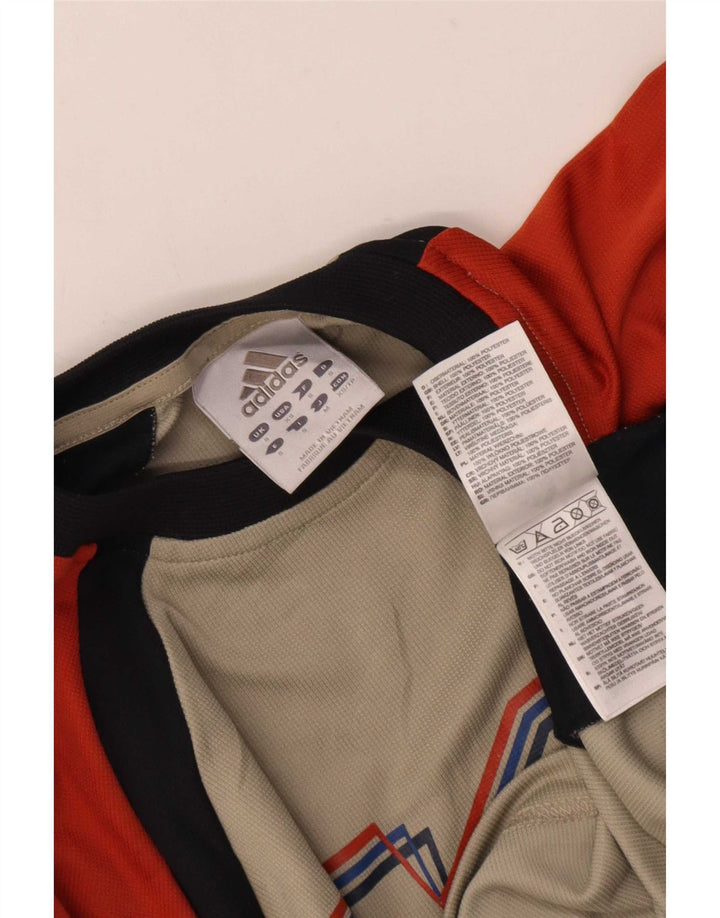 Top grafic pentru bărbați Adidas cu mânecă lungă, bej, poliester color bloc