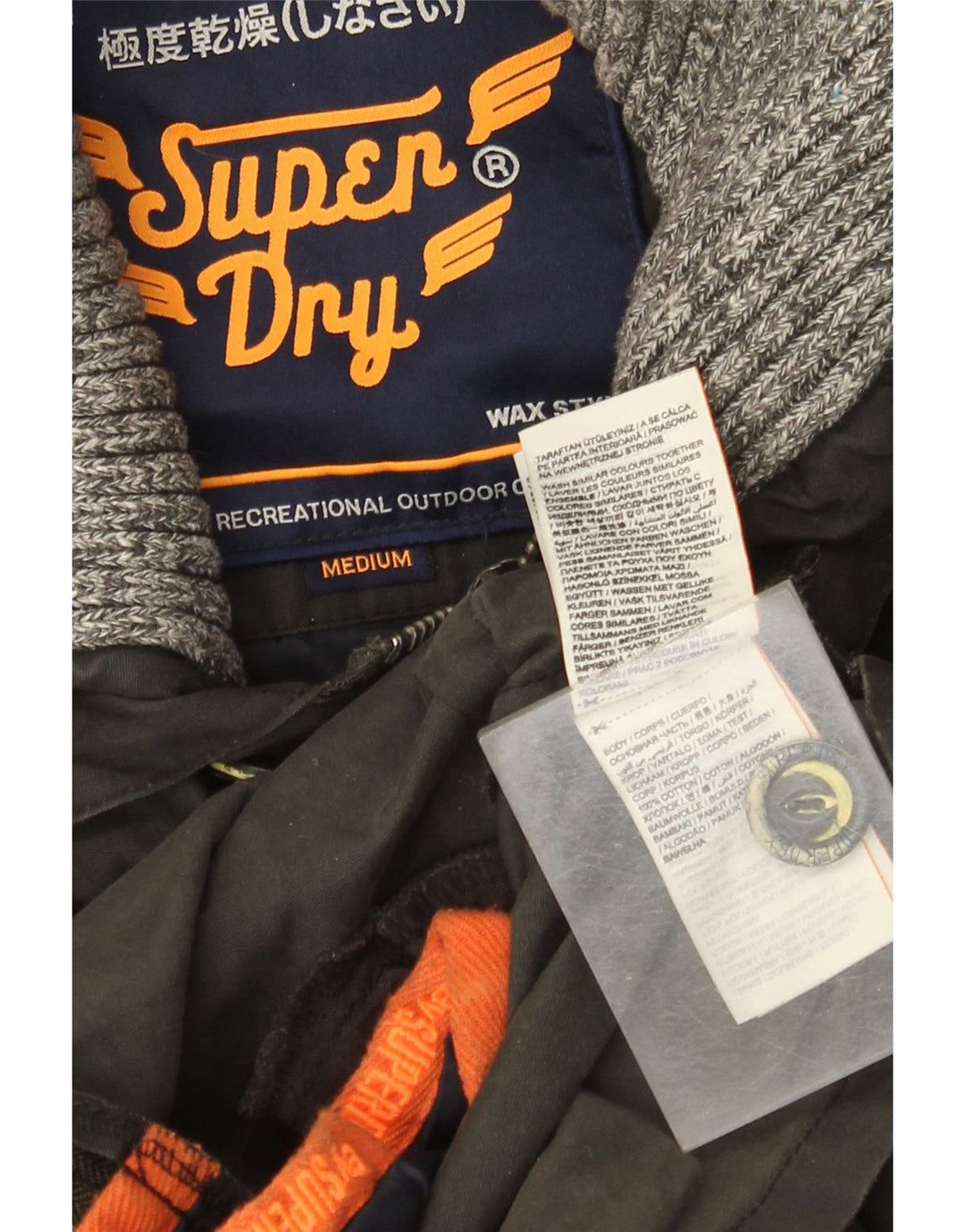Jachetă Superdry pentru bărbați, UK 38, bumbac mediu negru