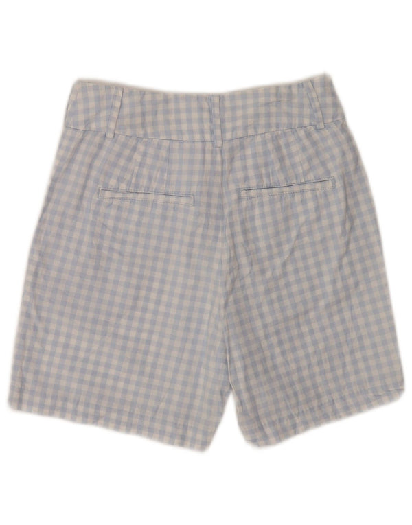 Pantaloni scurți chino cu talie înaltă Benetton pentru femei UK 6 Small W26 Blue Gingham Bumbac