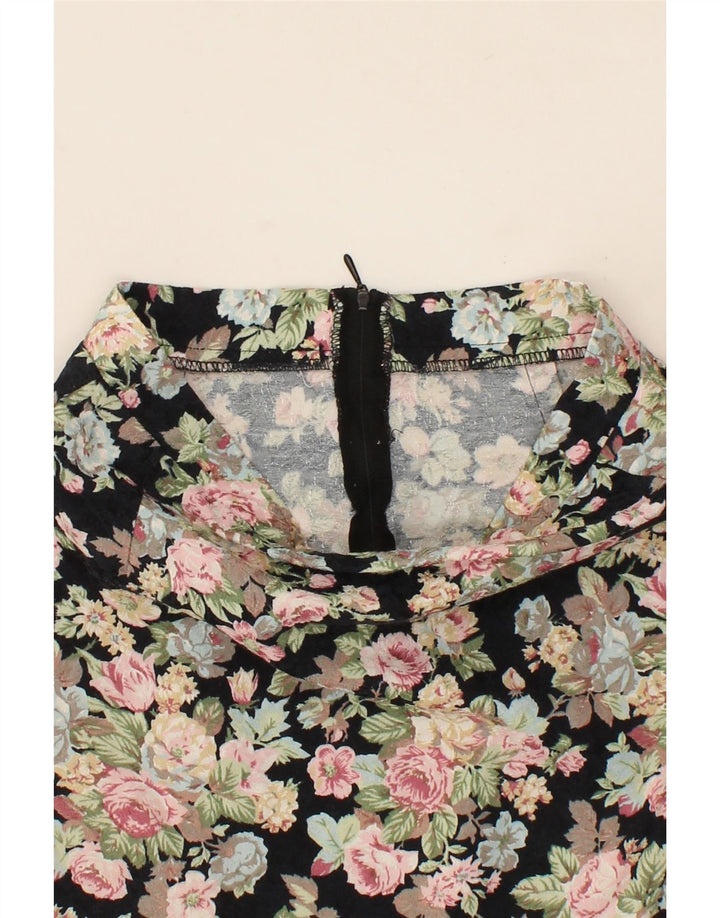 VINTAGE Womens Straight Skirt W28 Medium Black Floral Vintage Vintage and Second-Hand Vintage from Messina Hembry 