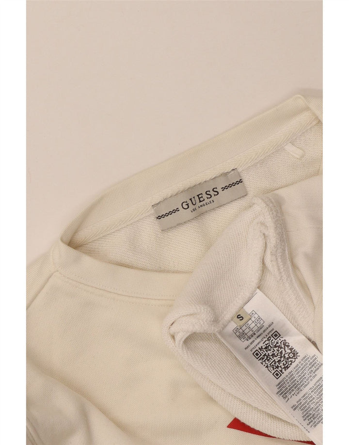 Pulover pentru femei Guess Crop Graphic Pulover UK 10 Mic Poliamidă alb