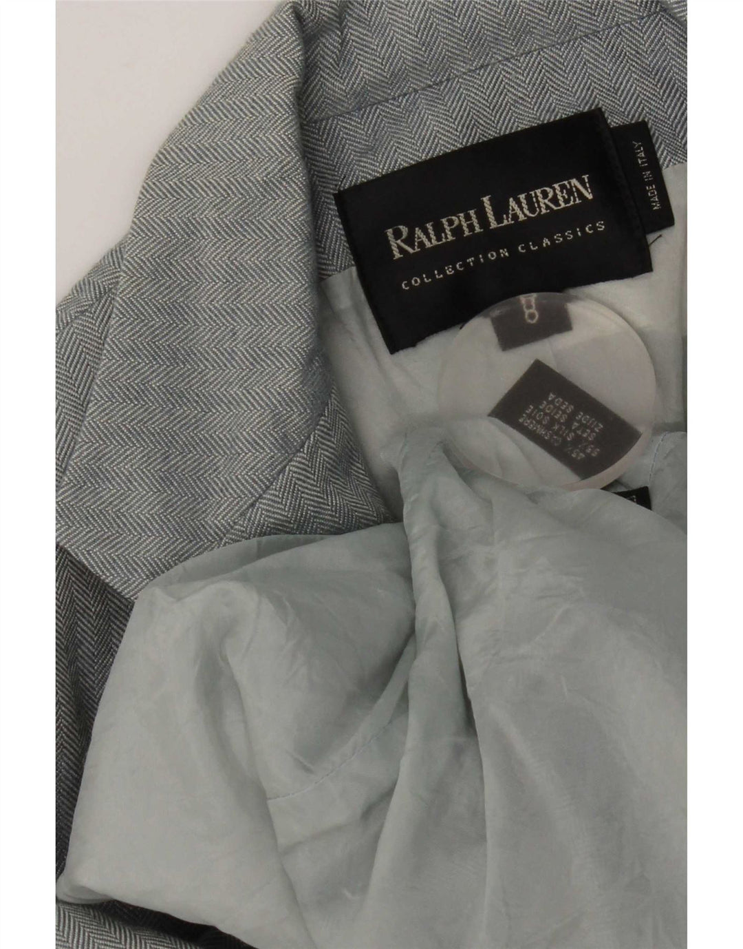 Jachetă pentru femei Ralph Lauren, cu 3 nasturi, US 8 Medium Blue Herringbone