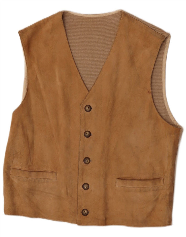Vestă de piele intoarsă pentru bărbați Harry&Moore IT 52 Mare Bej Piele