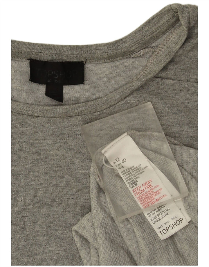 Topshop Top supradimensionat pentru femei cu mânecă lungă UK 12 Medium Gri Viscose