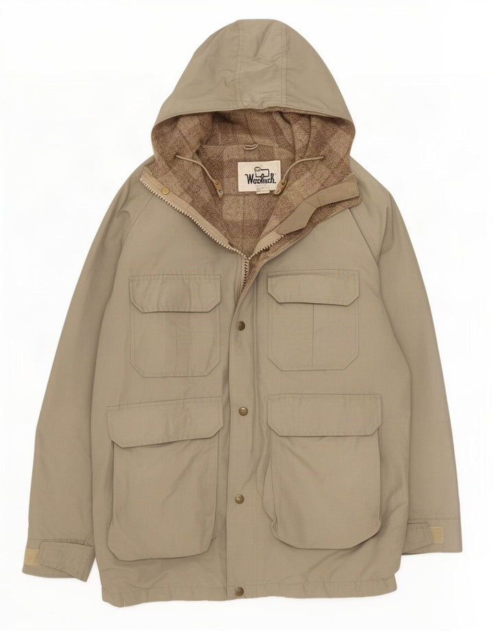 Jachetă parka cu glugă pentru bărbați Woolrich UK 38, bumbac gri mediu