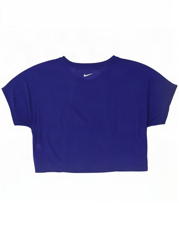 Tricou grafic Nike Dri Fit Crop pentru femei Top UK 16 Poliester albastru mare