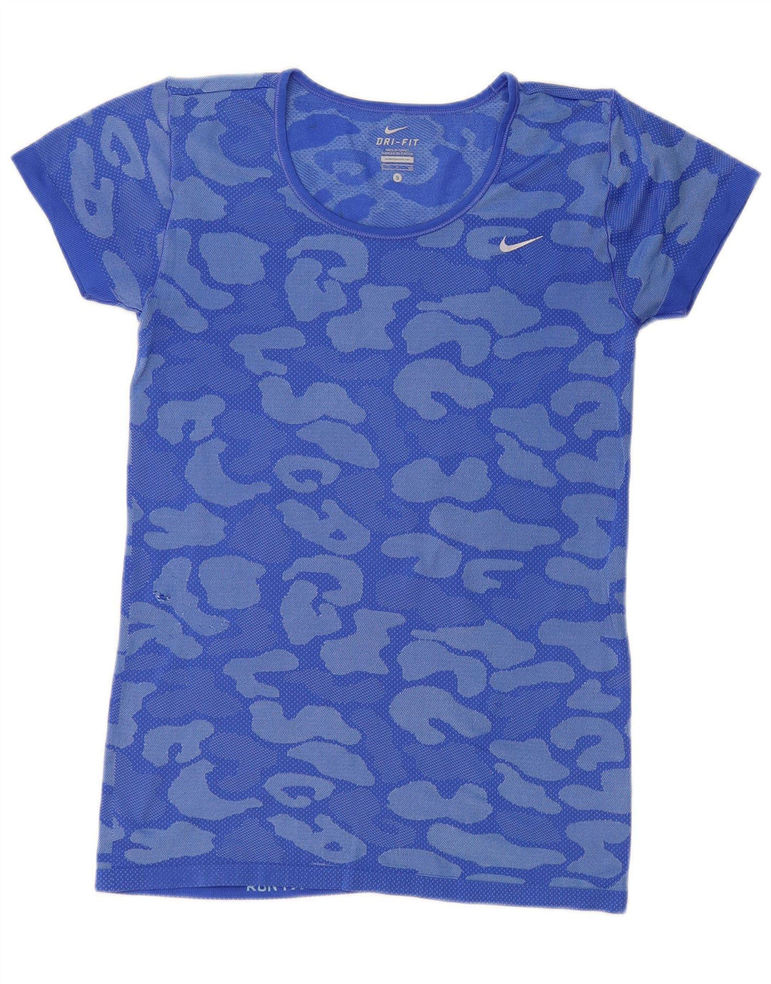 Tricou NIKE Dri Fit pentru femei Top UK 10 Small Blue Camouflage