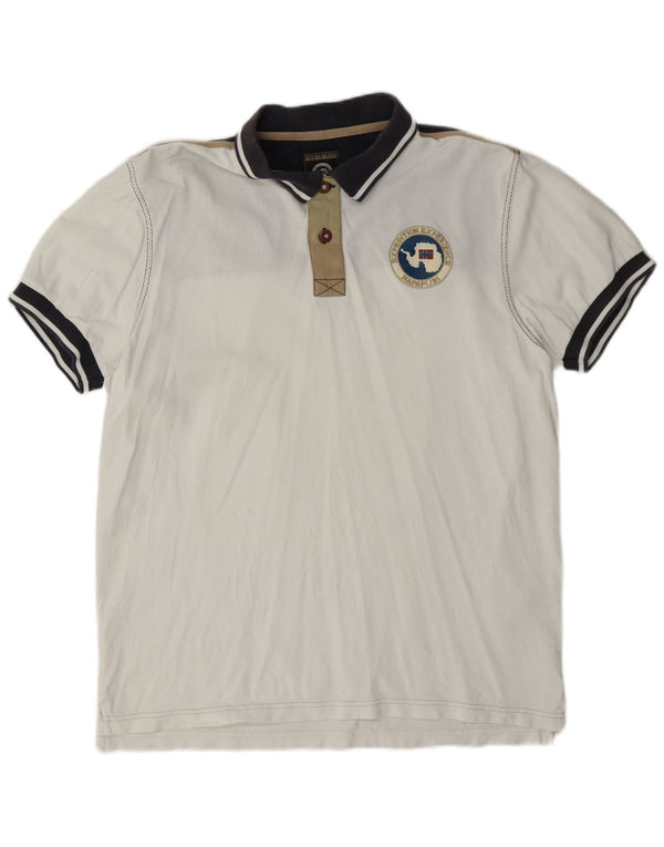 Tricou polo Napapijri Geographic Graphic Rugby XL, alb, color bloc