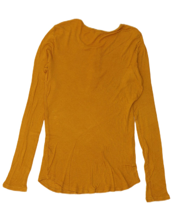 Massimo Dutti Womens Top Long Sleeve UK 12 Medium Yellow Polyester