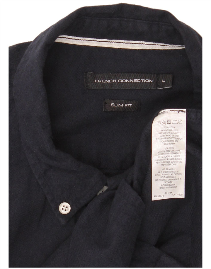 FRENCH CONNECTION Cămașă Slim Fit pentru bărbați din bumbac mare, albastru bleumarin