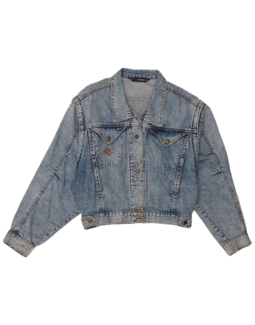 Jachetă de blugi vintage pentru femei UK 12, bumbac albastru mediu