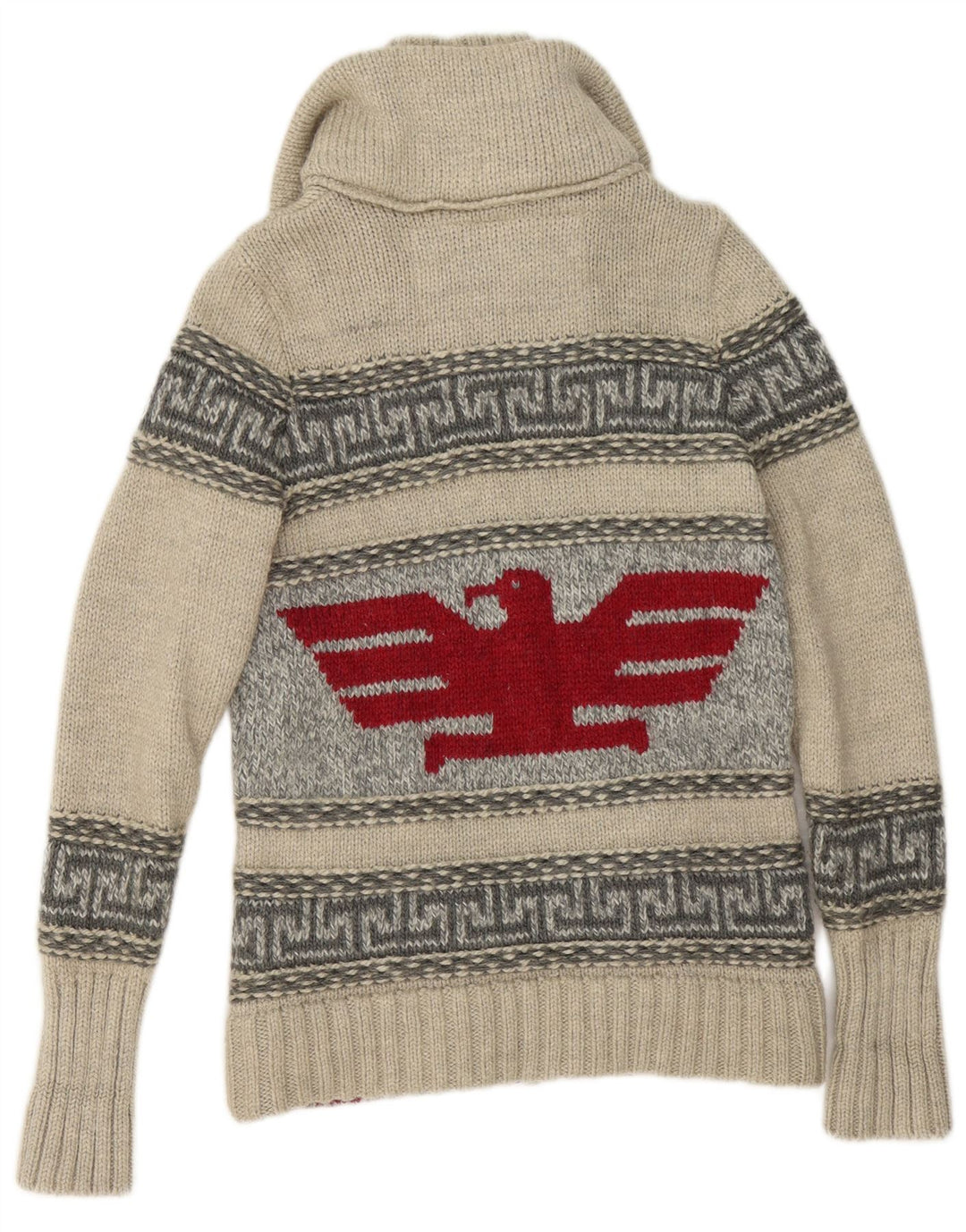 Pulover cardigan cu fermoar complet Superdry pentru bărbați, lână geometrică, gri mică