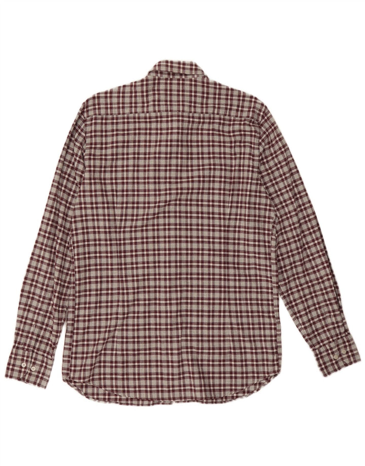 Cămașă de flanel pentru bărbați Massimo Dutti, bumbac cu carouri burgundă medie