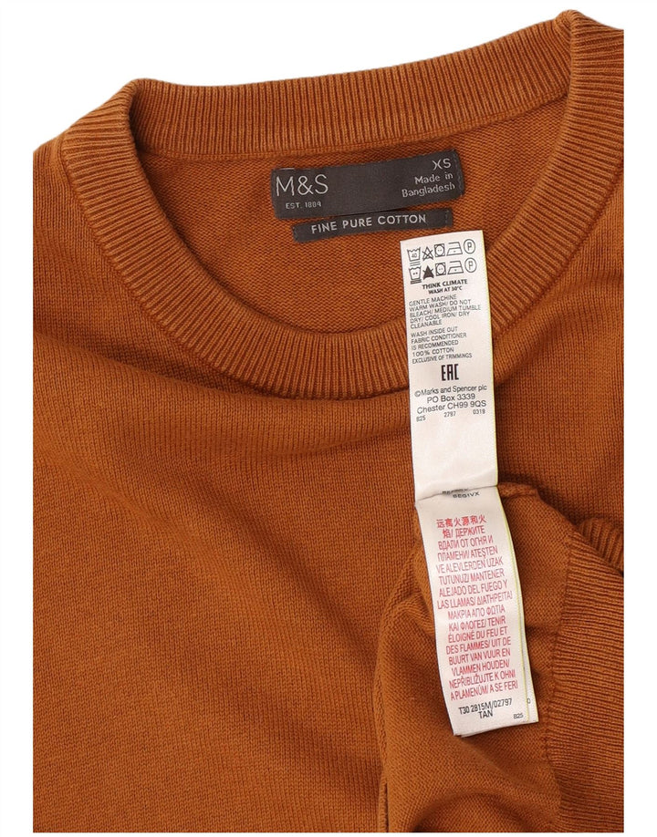 Pulover pentru bărbați Marks & Spencer cu gât roșu XS bumbac maro