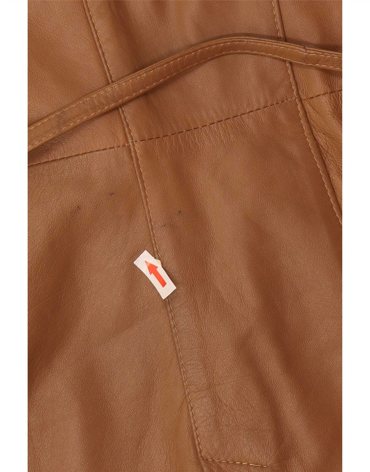 Palton din piele vintage pentru femei UK 12 maro mediu clasic