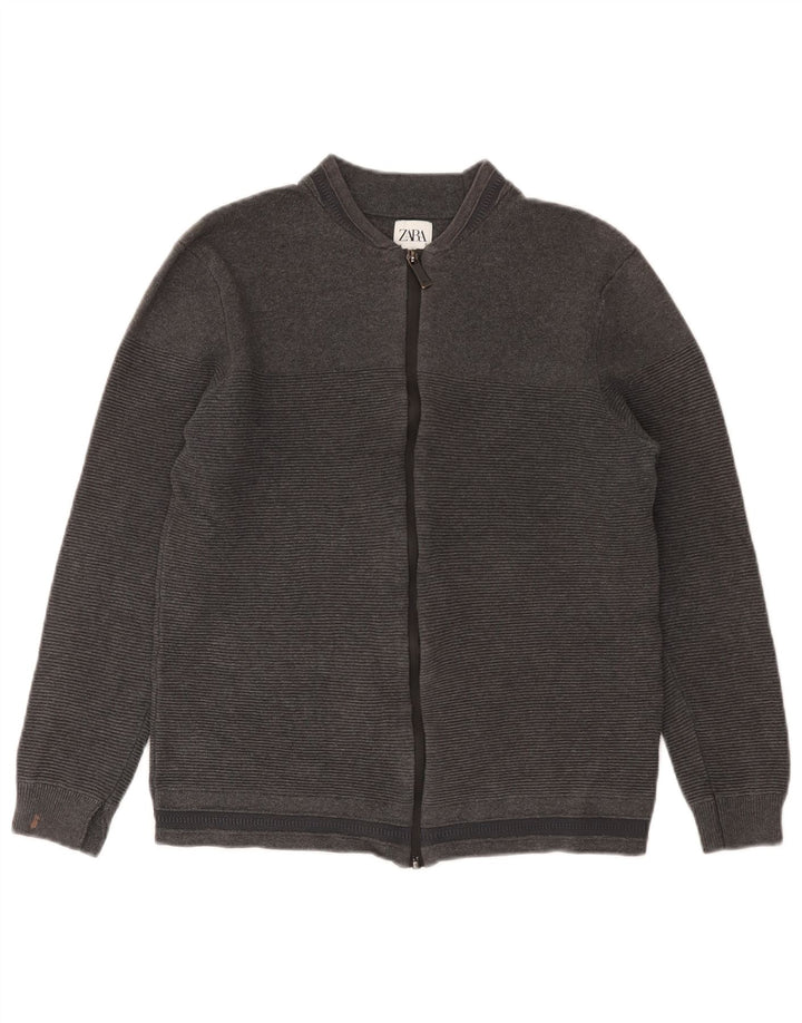 Pulover Cardigan Zara Băieți 11-12 Ani Bumbac Gri Mediu