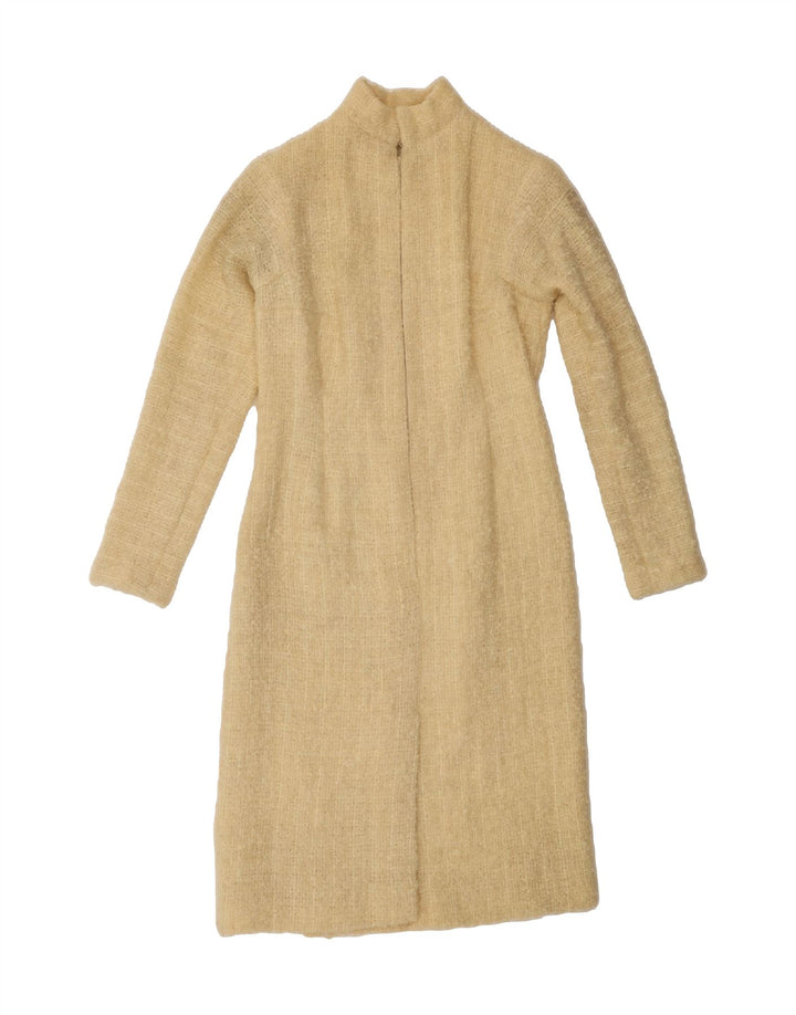 VINTAGE Womens Long Sleeve Maxi Dress UK 12 Medium Beige Vintage Vintage and Second-Hand Vintage from Messina Hembry 