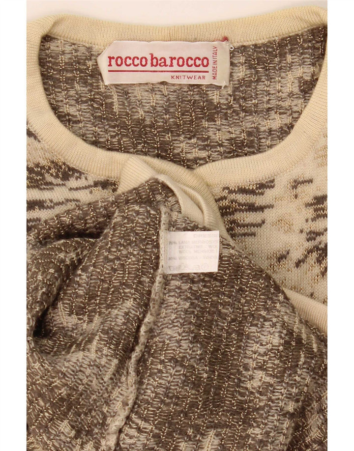 Pulover cardigan cu model abstract Roccobarocco UK 8 Mic Bej