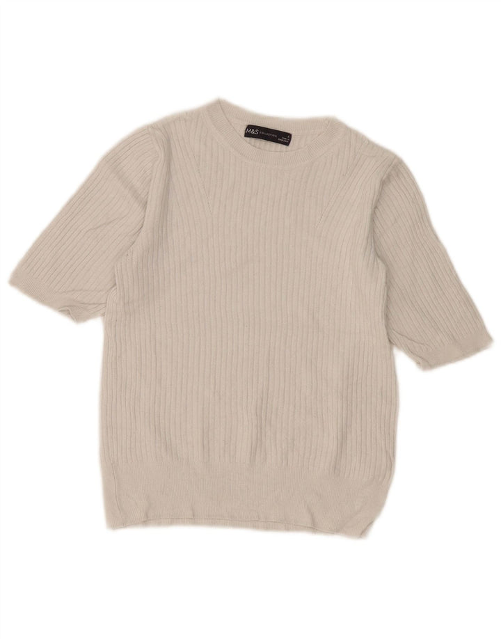 Pulover pentru femei Marks & Spencer cu gât de barcă UK 8 Small White