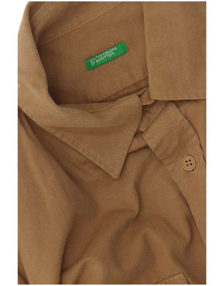 Cămașă militară din flanel pentru bărbați BENETTON, bej mediu