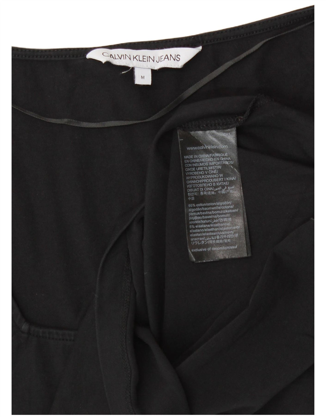 Calvin Klein Top grafic pentru femei cu mânecă lungă UK 14 bumbac mediu negru