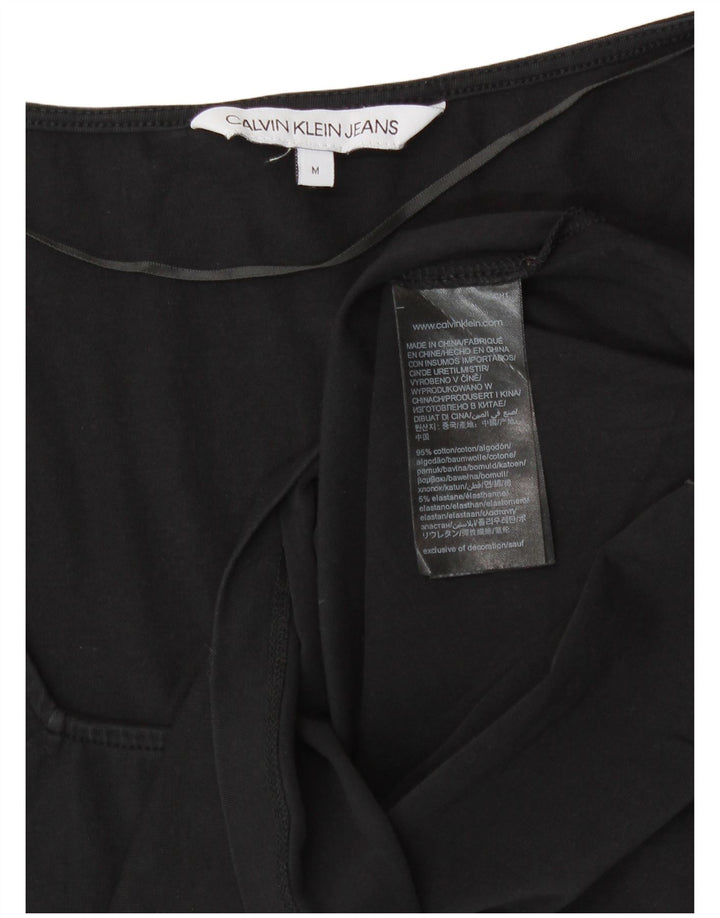 Calvin Klein Top grafic pentru femei cu mânecă lungă UK 14 bumbac mediu negru