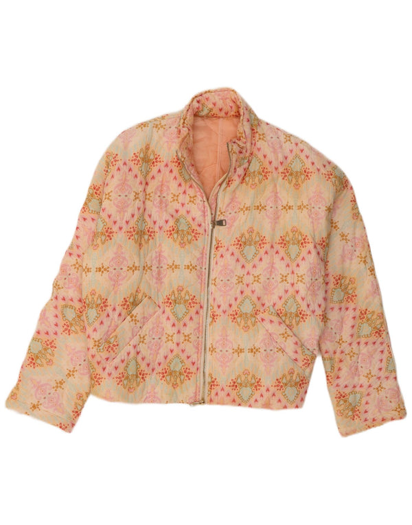 Jachetă Bomber supradimensionată pentru femei vintage UK 14 Medium Pink Paisley