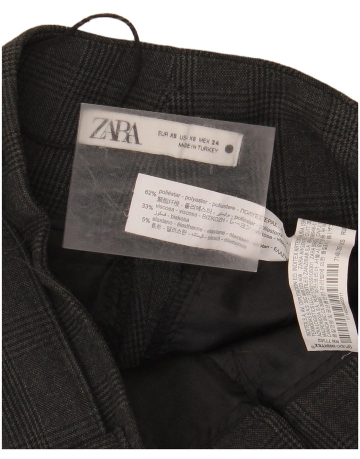 Pantaloni de costum conici pentru femei cu talie înaltă ZARA XS W24 L26 gri check