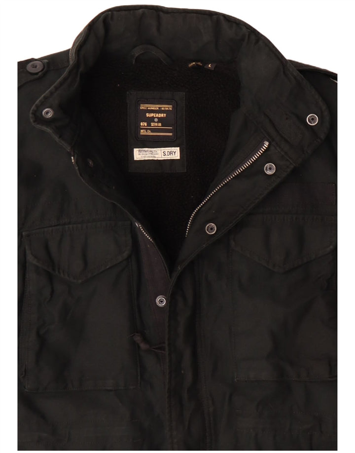 Jachetă militară cu glugă Superdry pentru bărbați UK 40, mare, negru, poliester
