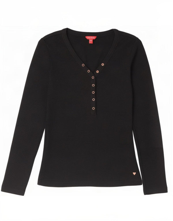 Guess Top pentru femei cu mânecă lungă UK 12 mediu negru bumbac