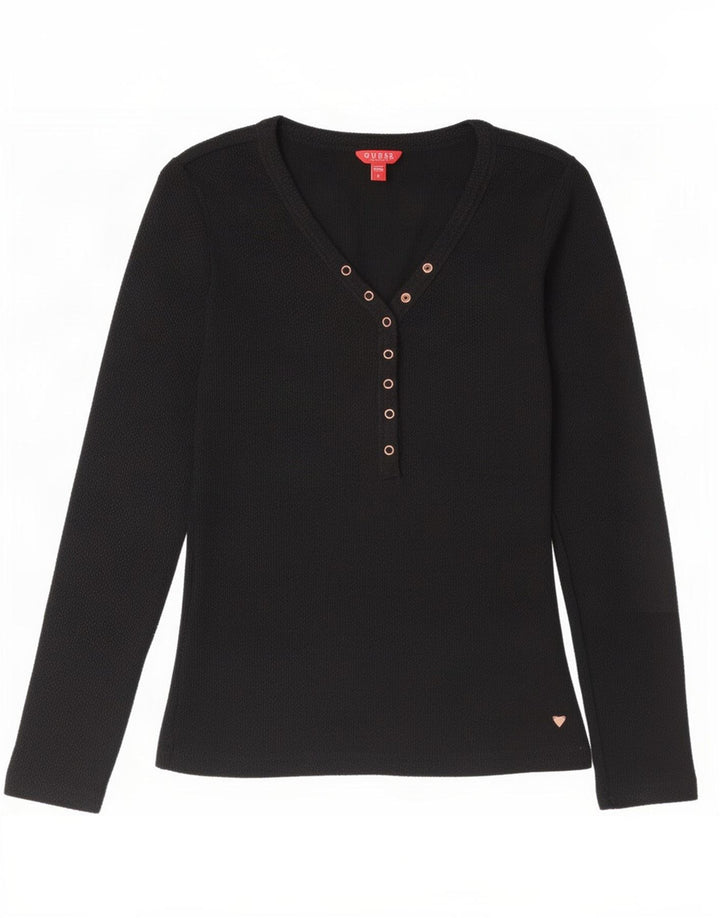 Guess Top pentru femei cu mânecă lungă UK 12 mediu negru bumbac