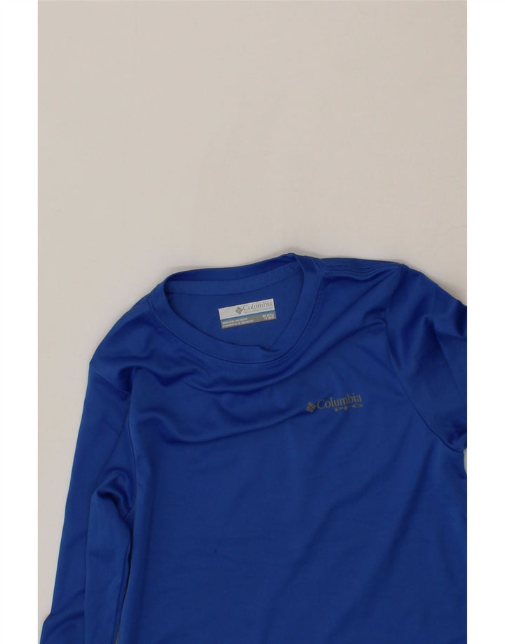 COLUMBIA Boys Graphic Top Long Sleeve 6-7 Years XS  Blue Polyester Vintage Columbia and Second-Hand Columbia from Messina Hembry 