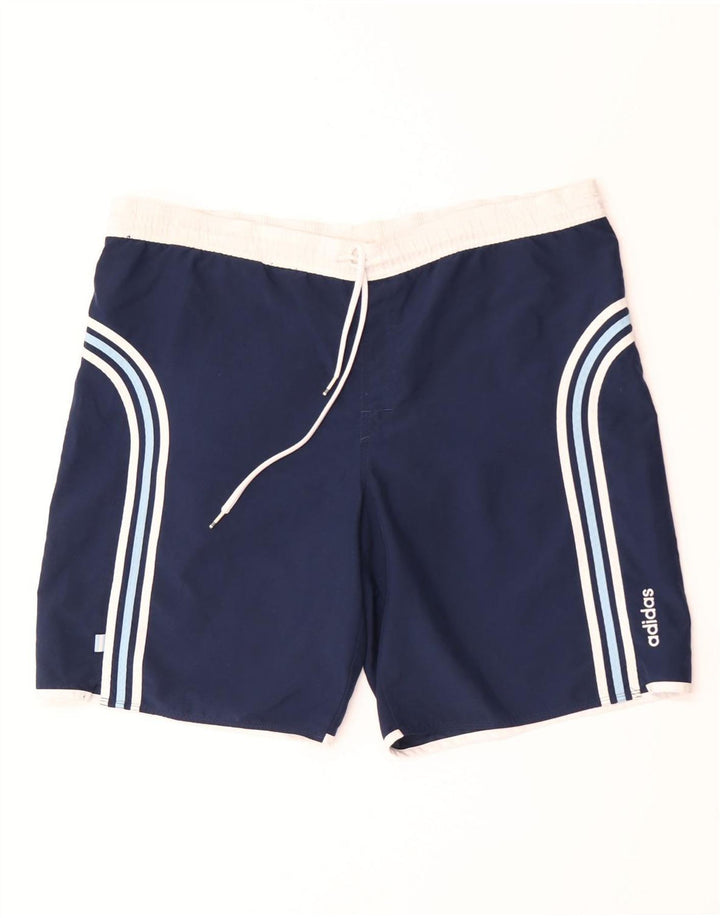 Pantaloni scurți de înot Adidas pentru bărbați, mari, albastru, poliester cu dungi