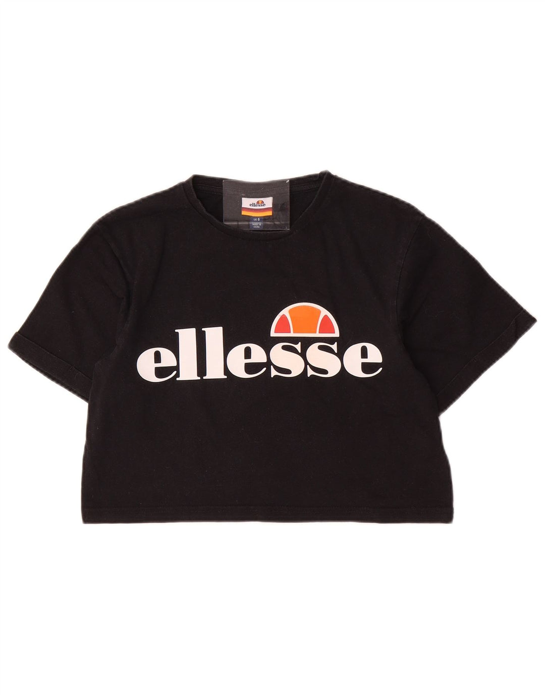 ELLESSE Tricou cu grafică supradimensionată pentru femei UK 6 XS Bumbac negru