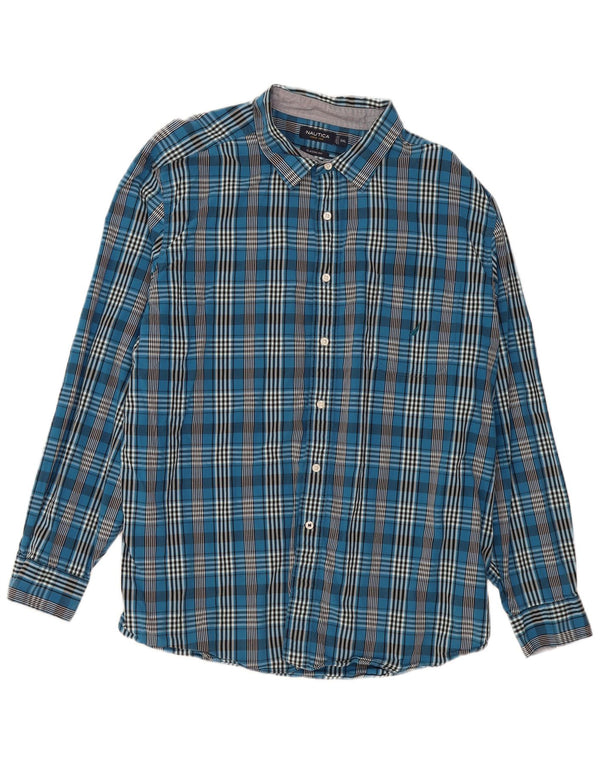 Cămașă pentru bărbați Nautica Classic Fit 2XL, bumbac cu carouri bleumarin