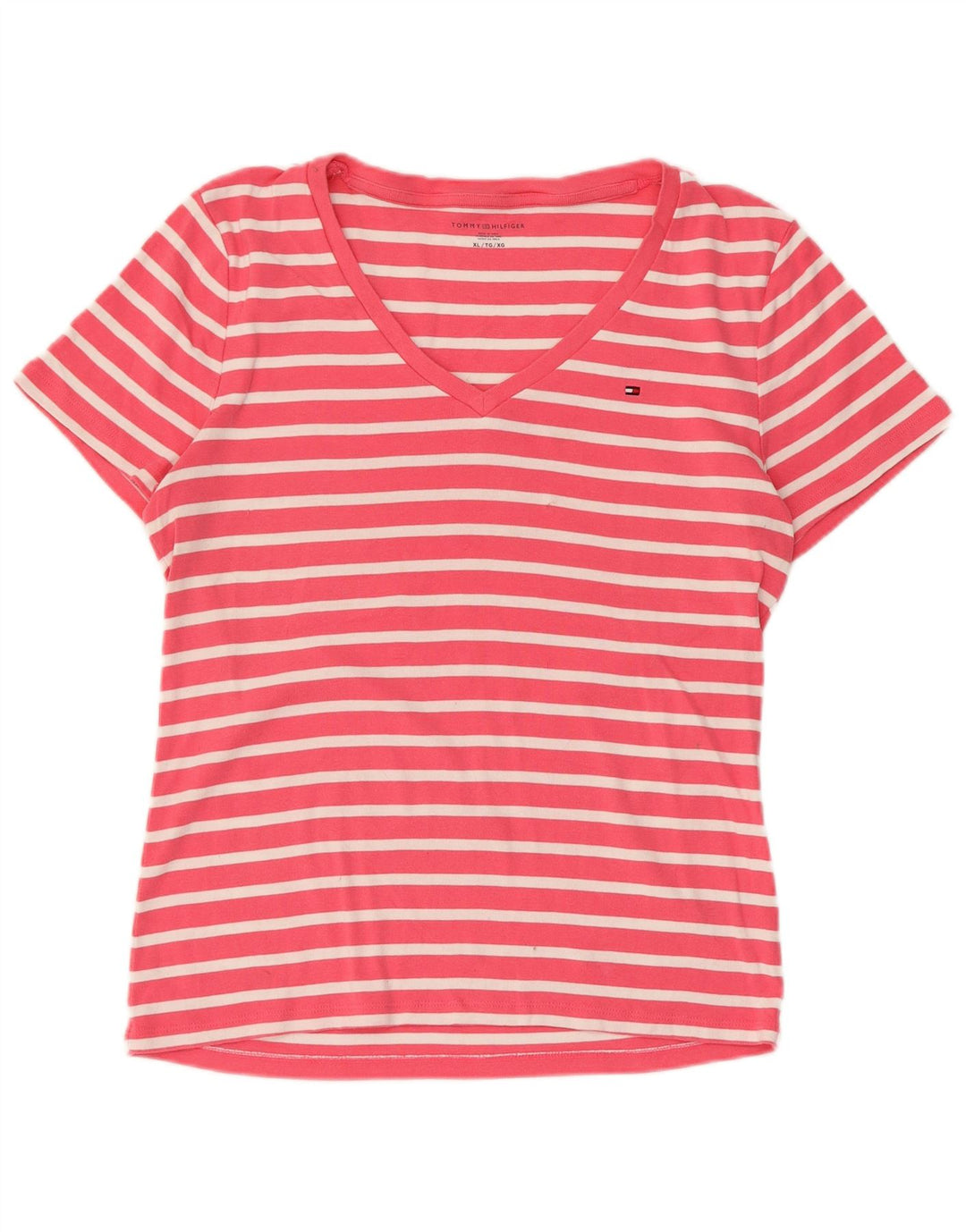 TOMMY HILFIGER Tricou pentru femei Top UK 18 XL Bumbac cu dungi roz