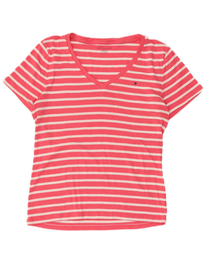 TOMMY HILFIGER Tricou pentru femei Top UK 18 XL Bumbac cu dungi roz