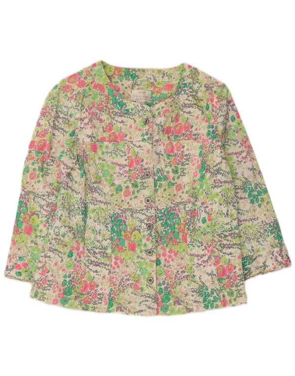 Bluză cămașă pentru femei VINTAGE cu mâneci 3/4 UK 12 Medium Multicolor Floral