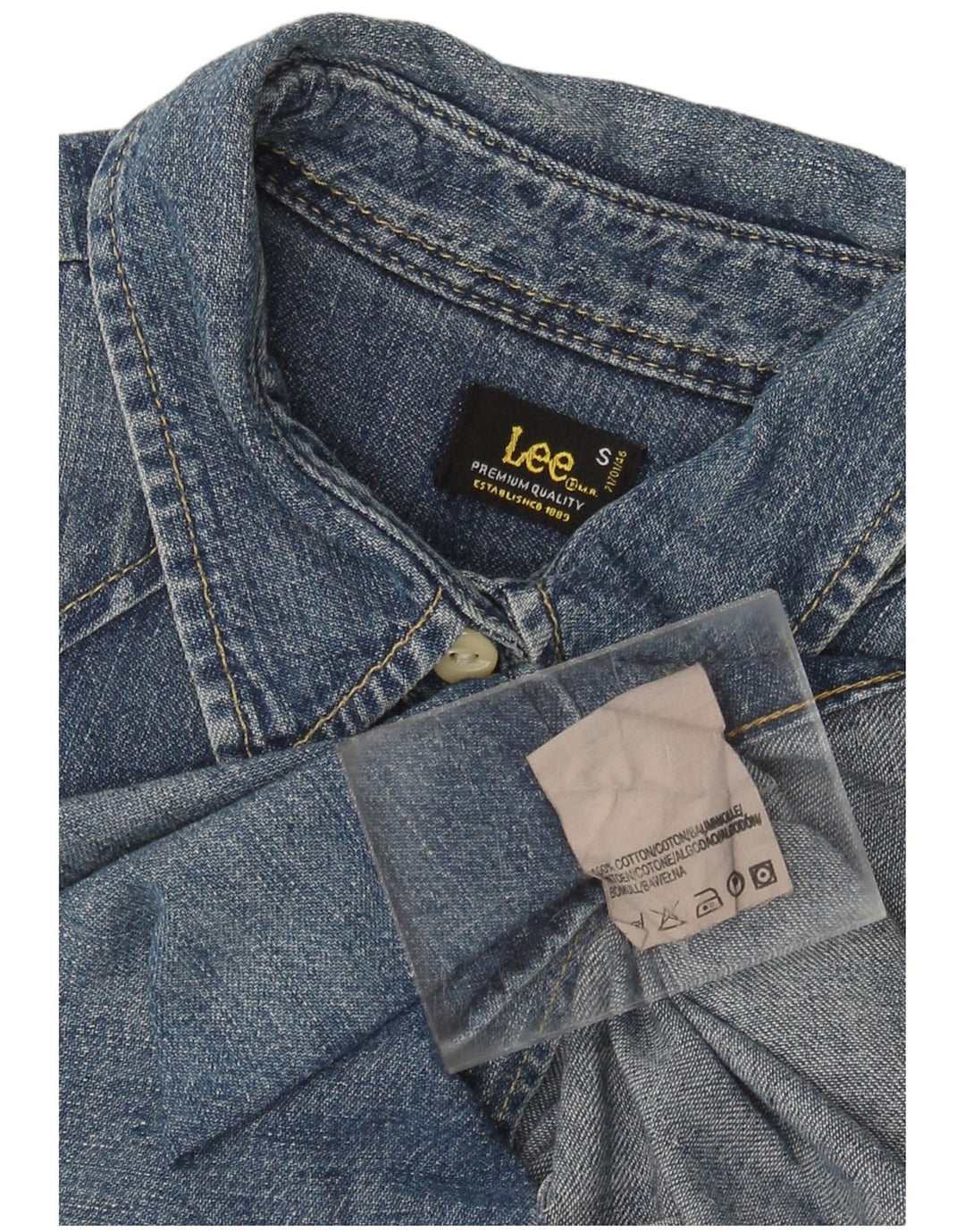 Cămașă din denim cu mânecă scurtă pentru femei LEE UK 10 Bumbac albastru mic