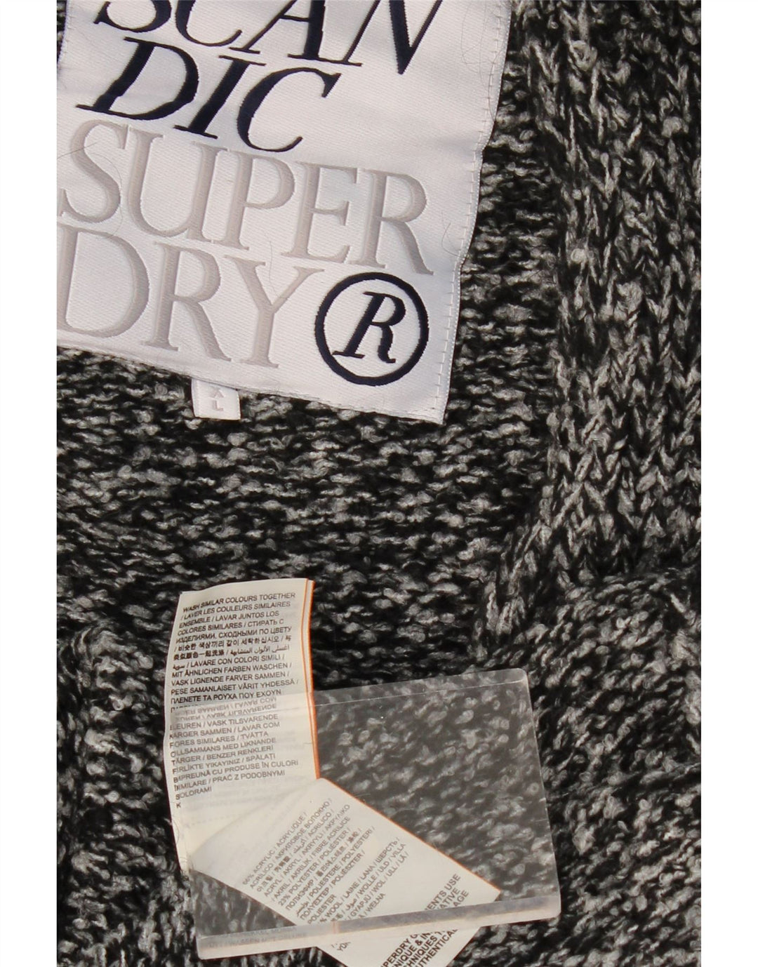 SUPERDRY Pulover cardigan cu paragate supradimensionat pentru femei UK 18 XL, gri cu pete